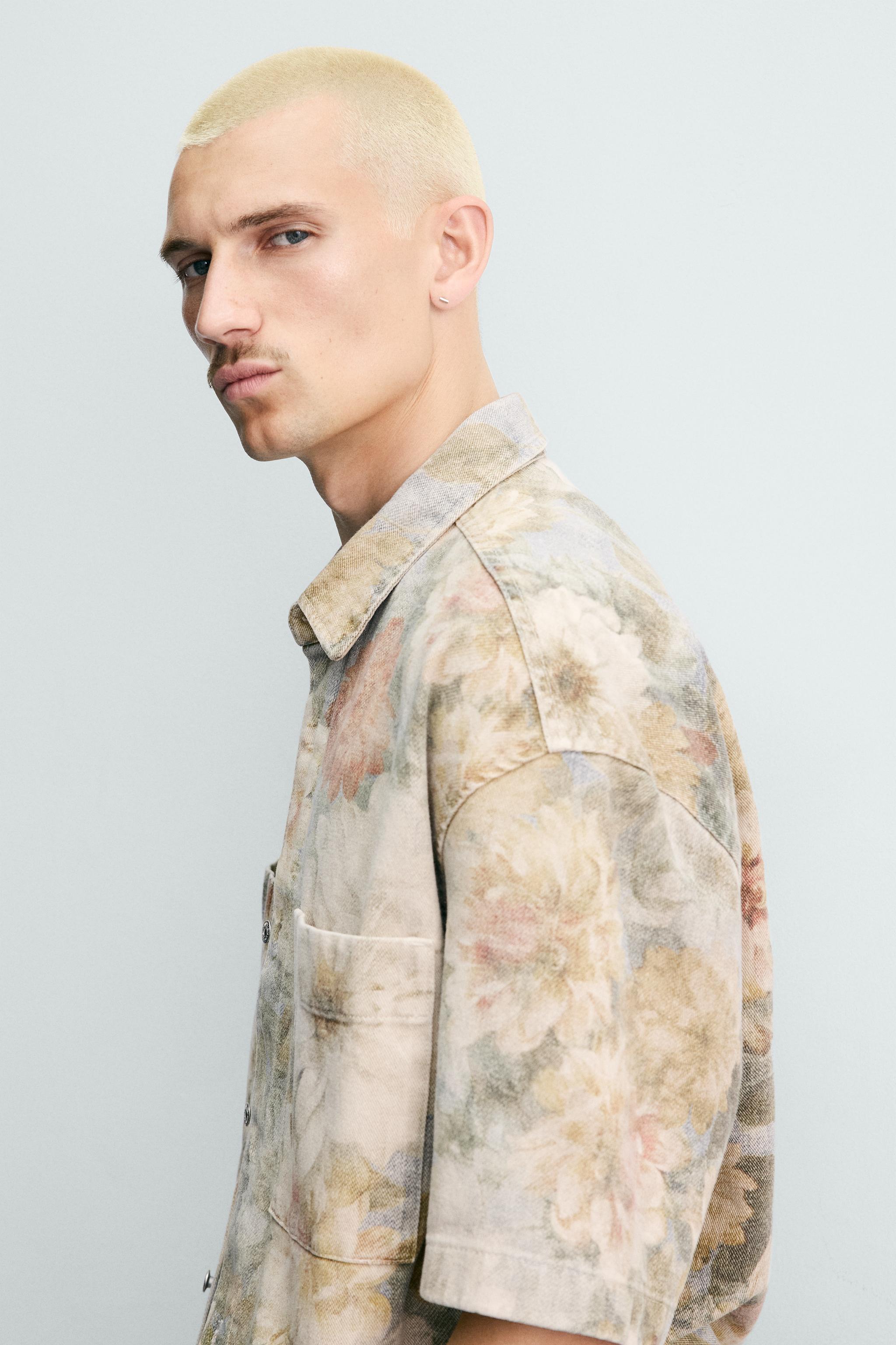 WASHED FLORAL PRINT RELAXED FIT SHIRT